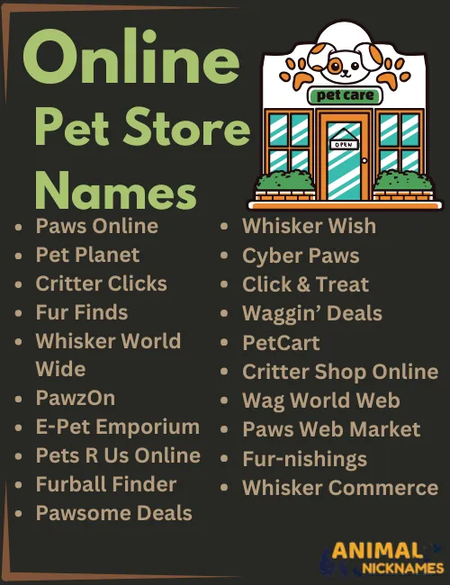 Online Pet store Names