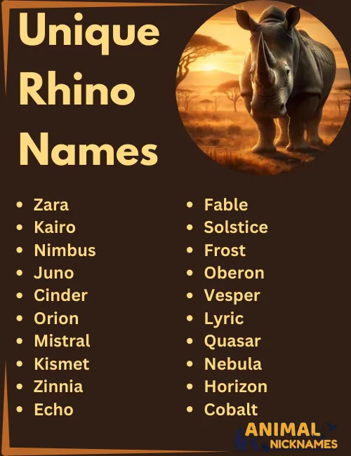 Unique Rhino Names