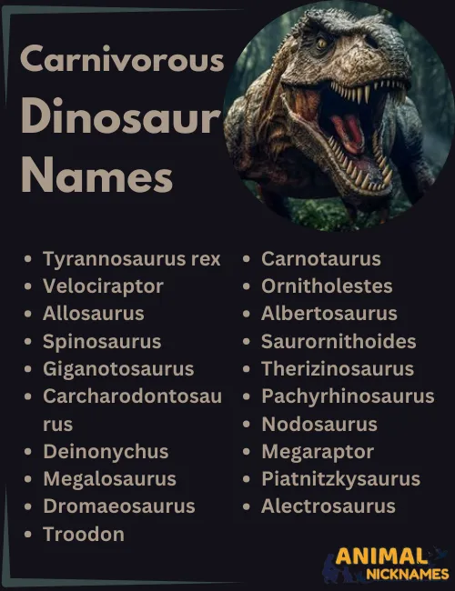 list of Carnivorous Dinosaur Names