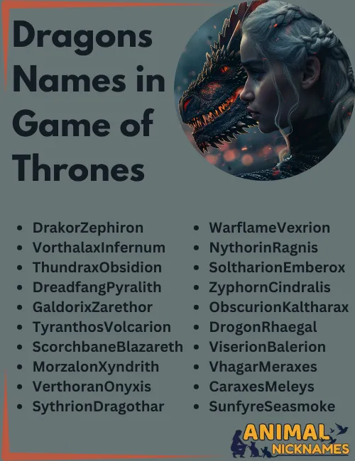 Dragons Names in Game of Thrones